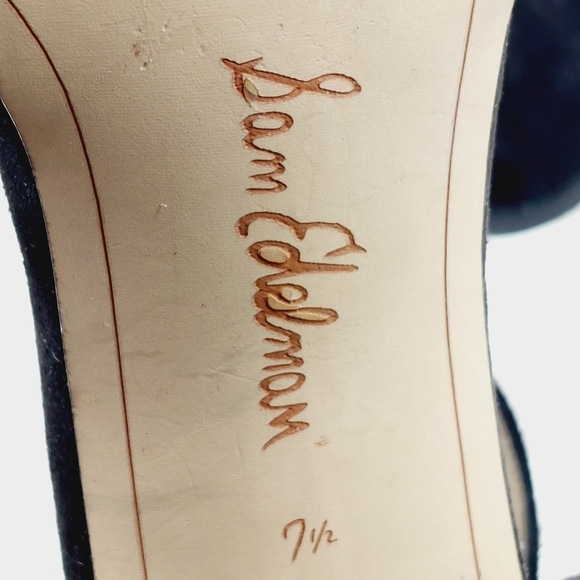 NEW Sam Edelman Yaro Black Suede Open Toe Ankle Buckle Heeled Sandals E168 - Picture 10 of 12